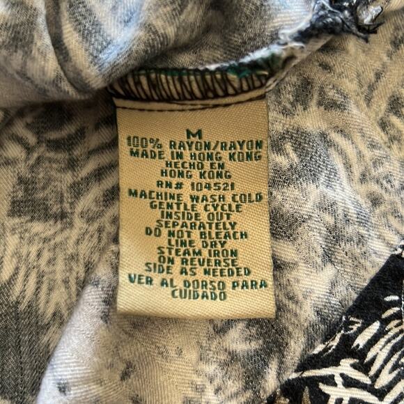 Havana Jacks Cafe Black Tropical Print Shirt Mens Size Medium Button Front - Picture 7 of 9